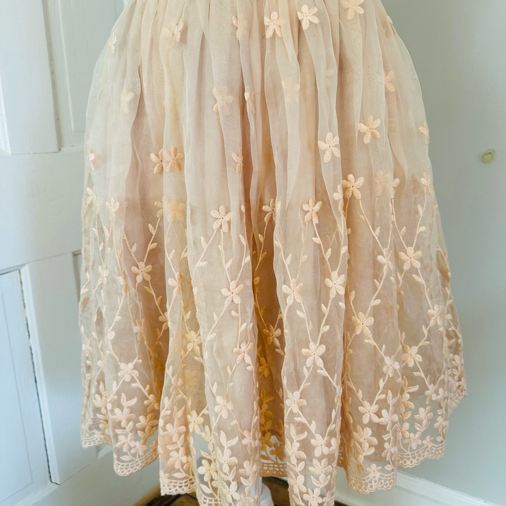 Marc Jacobs Vintage Peach Silk Embroidered Dress L Fair Condition - Picture 3 of 16